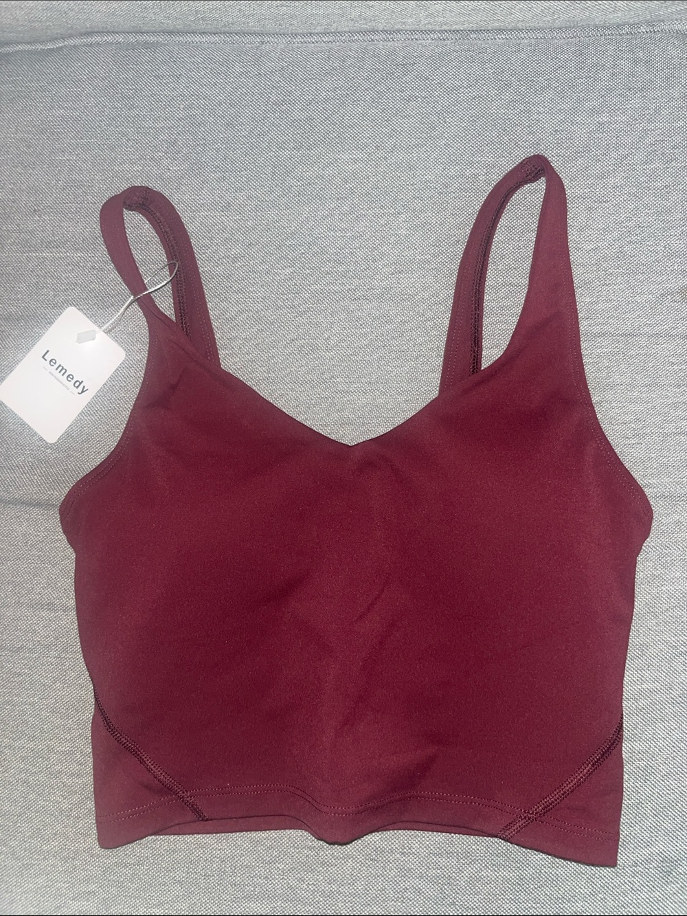 Lemedy Woman’s Workout Cropped Padded Bra Tank Top - Burgundy Size 4
